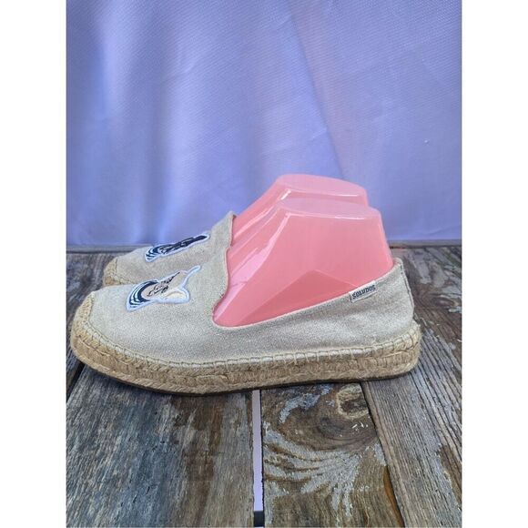 Soludos French Bulldog Espadrilles Women’s Size 7 Linen Slip-On Flats Dog Print - Picture 5 of 7